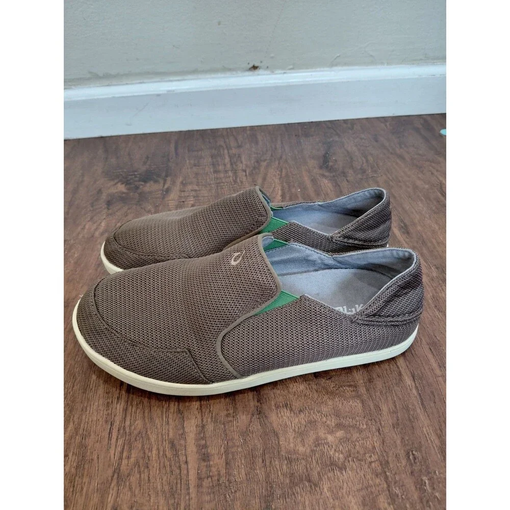 OluKai Nohea Mesh Slip On Men Size 9.5 US Light Brown Casual Shoes Sneakers